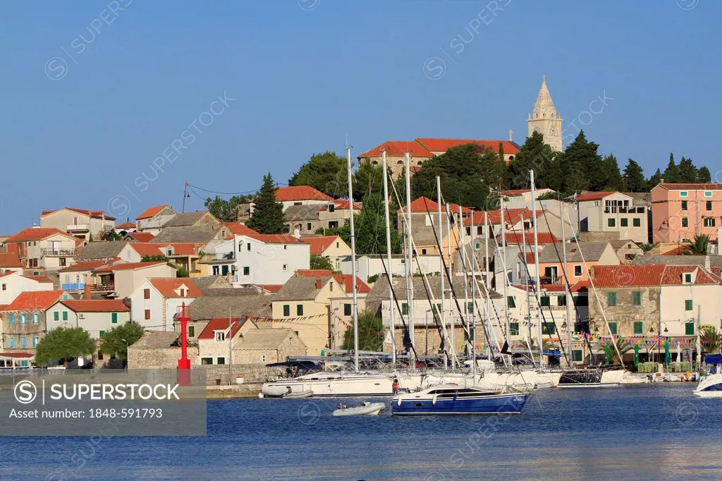 Harbour and town of Primosten, Dalmatia, Croatia, Europe, PublicGround