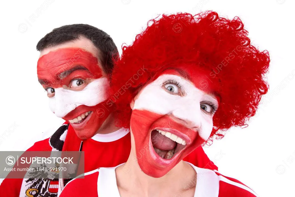 Young couple, Austrian football fans