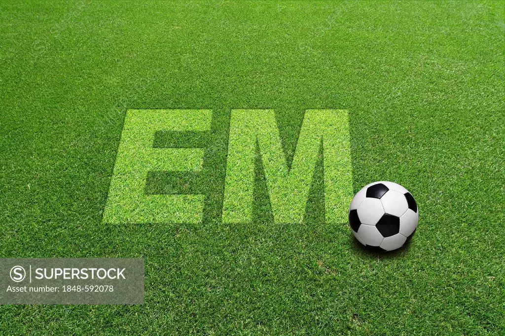 Lawn, football, soccer, lettering EM