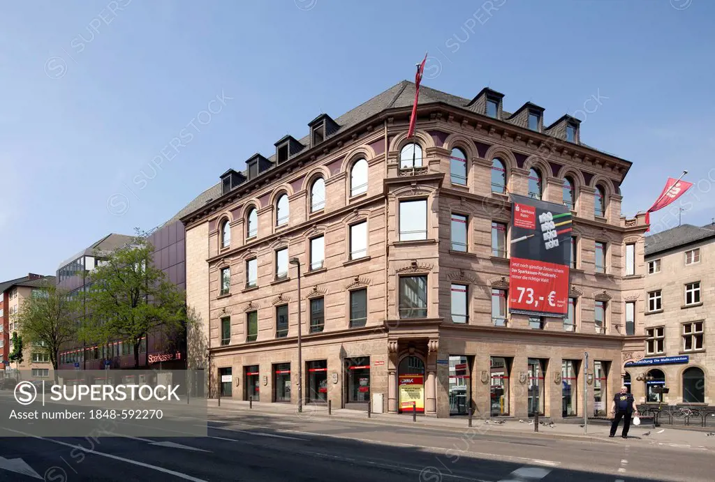 Principal office of the Mainzer Sparkasse savings bank, Mainz, Rhineland-Palatinate, Germany, Europe, PublicGround