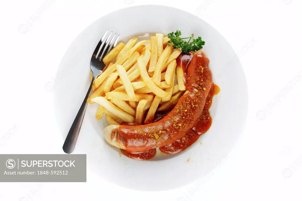 Sausage in curry sauce with French fries