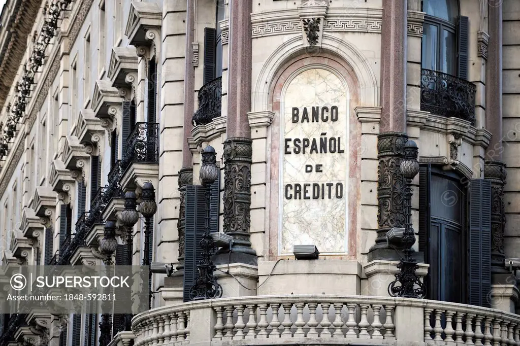 Banco Espanol de Credito SA, also known as Banesto, a Spanish credit bank, Madrid, Spain, Europe, PublicGround