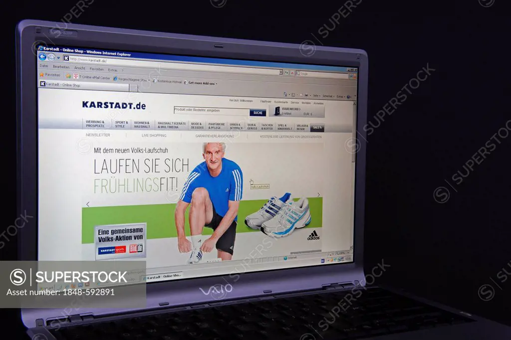 Website, Karstadt AG webpage on the screen of a Sony Vaio laptop, a German chain of department stores