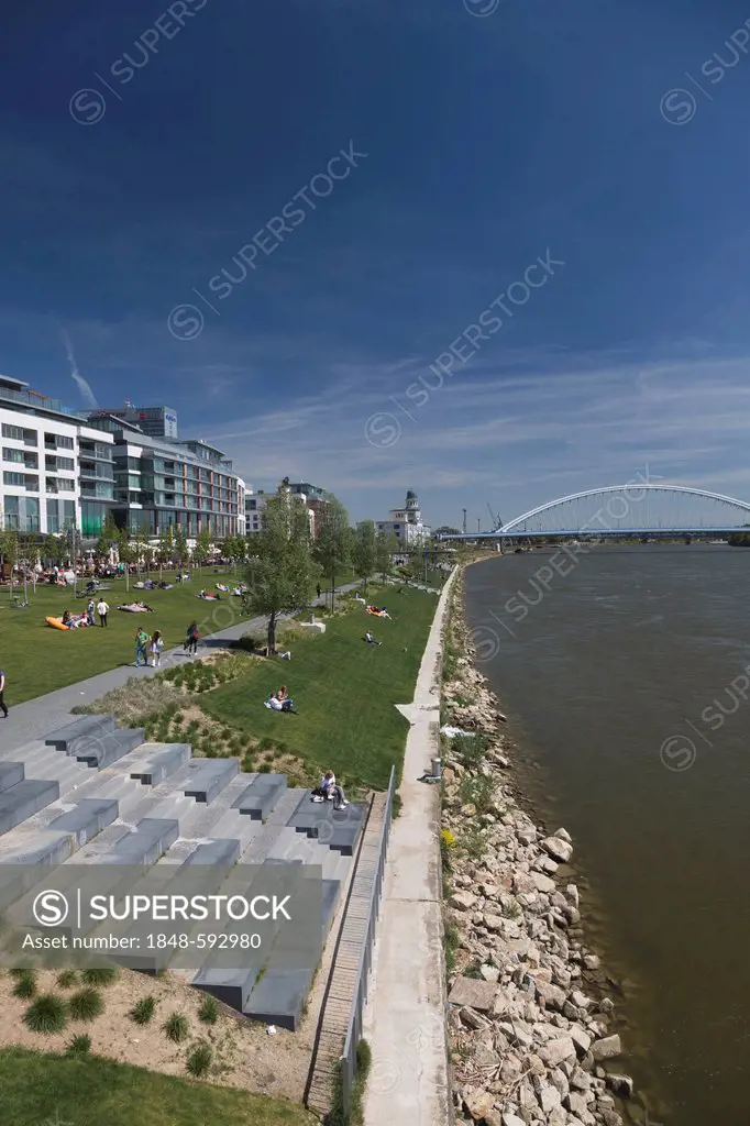 Promenade, water front of the Danube, Bratislava, Slovak Republic, Europe