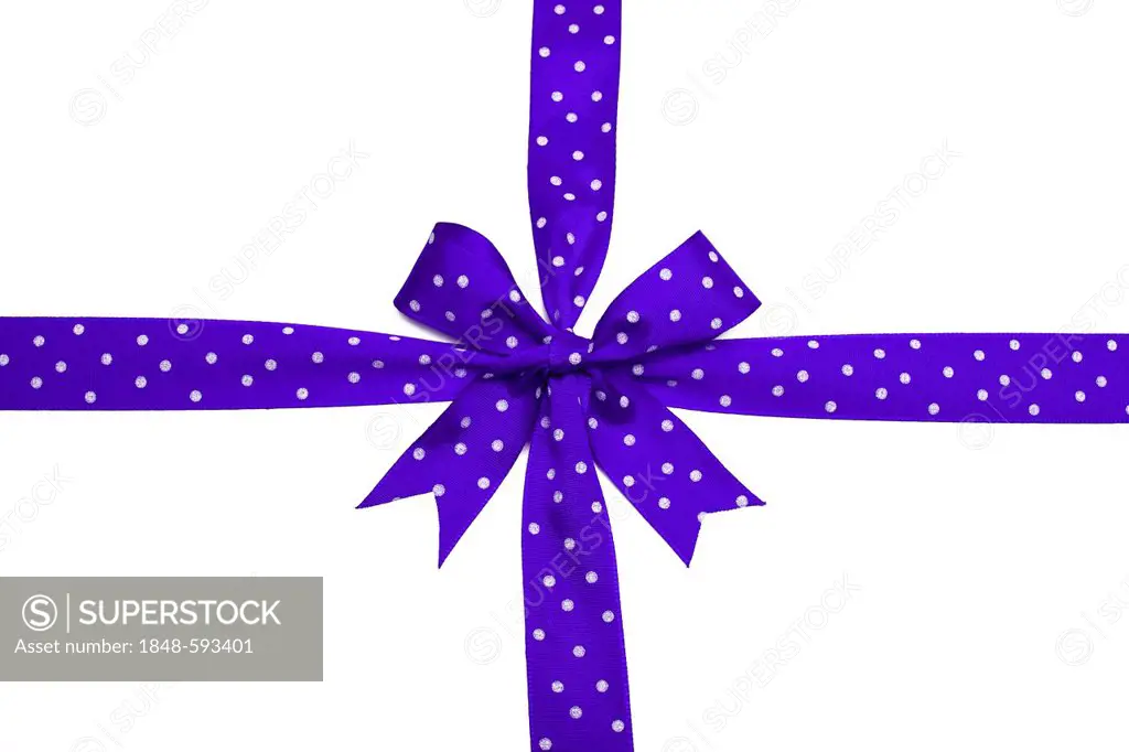 Blue and white-spotted ribbon tied in a bow