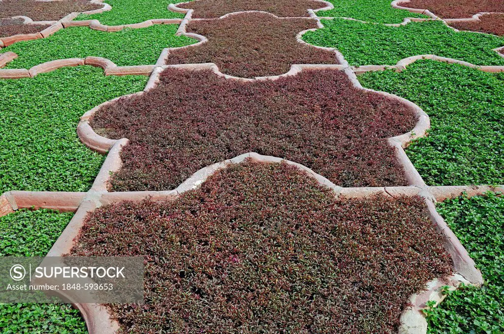 Herb garden in the courtyard, Red Fort, Agra, Uttar Pradesh, India, Asia