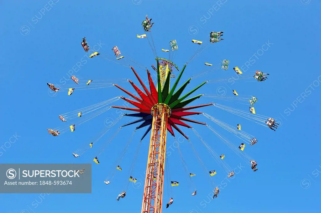 Star Flyer, the world's largest transportable chairoplane or swing carousel, Oktoberfest, Munich, Bavaria, Germany, Europe