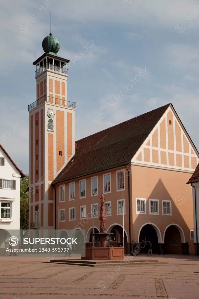 Town hall on the Marktplatz square, spa town, Freudenstadt, Black Forest, Baden-Wuerttemberg, Germany, Europe