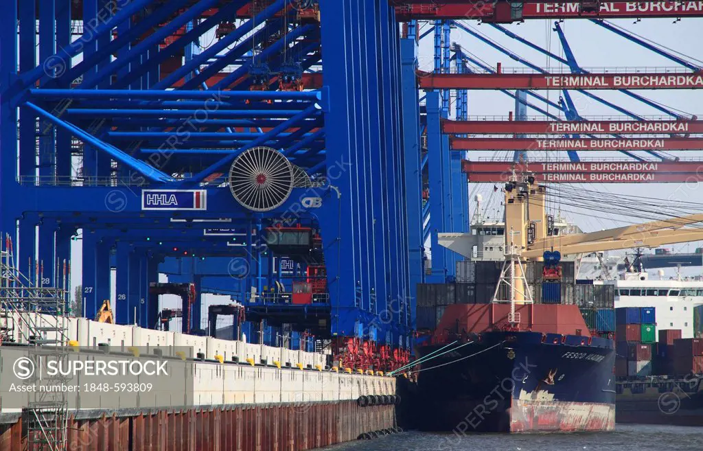 Burchardkai container terminal, Port of Hamburg, Hamburg, Germany, Europe