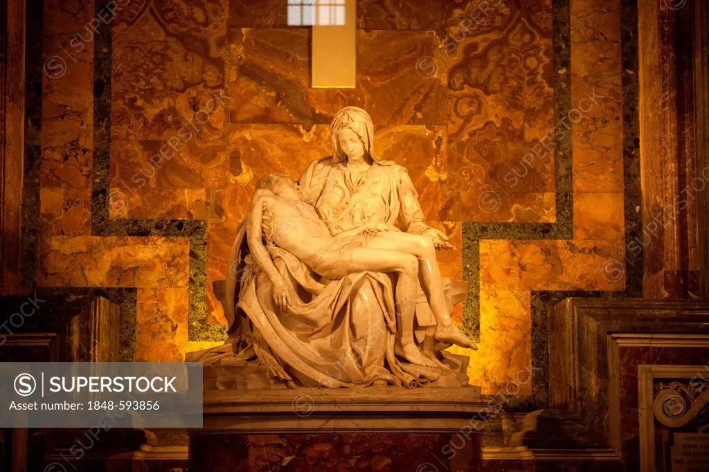 Michelangelo's Pieta statue in St. Peter's Basilica, Vatican City, Rome, Lazio, Italy, Europe