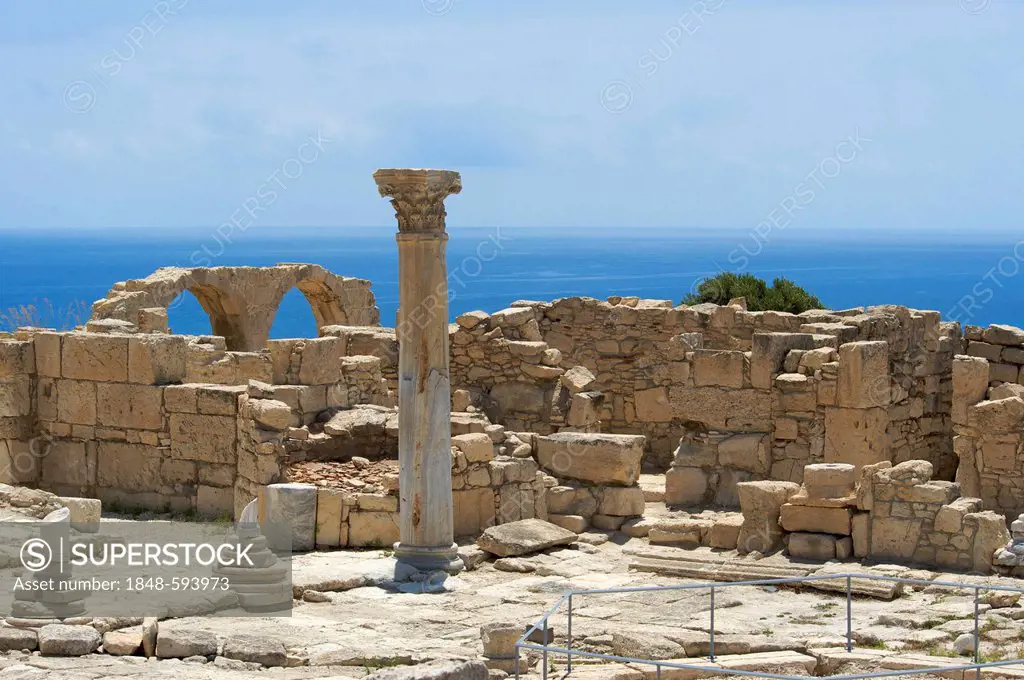 Ruins of the early Christian basilica at Kourion, South Coast, southern Cyprus