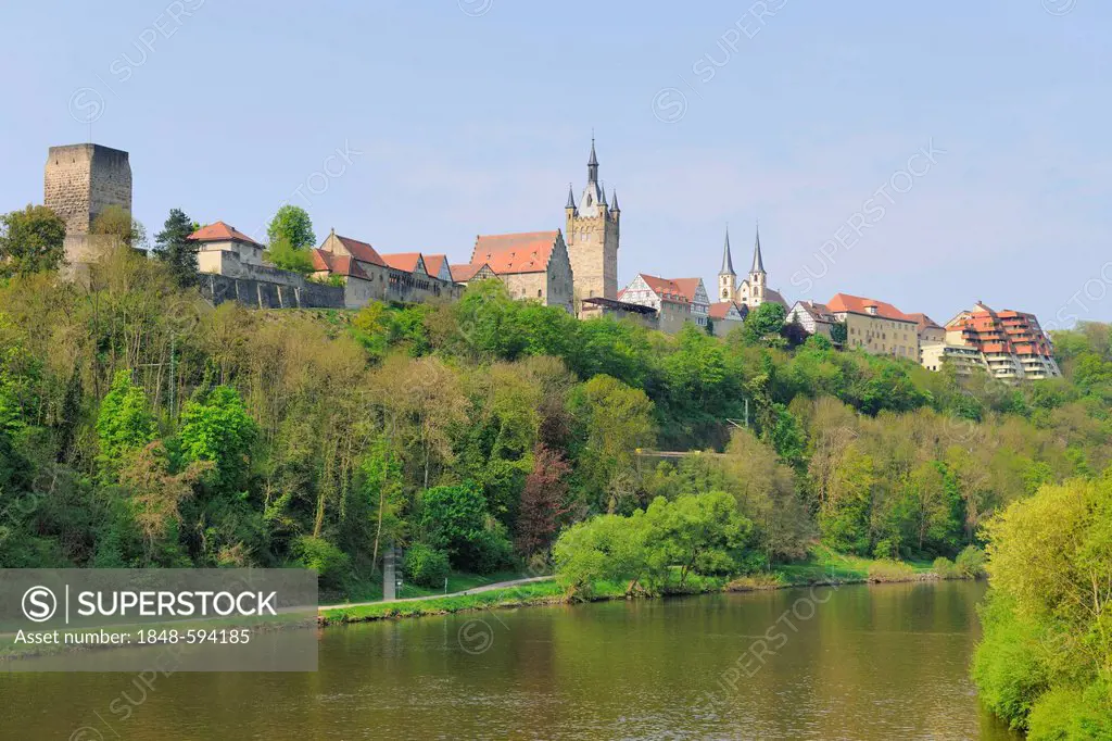 Bad Wimpfen on the Neckar river, townscape, Baden-Wuerttemberg, Germany, Europe