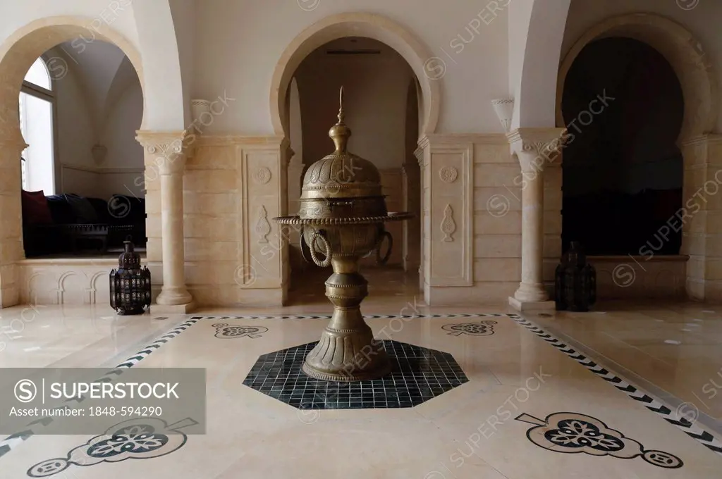 View into the Arab cafe of a hotel complex, Djerba, Tunisia, Maghreb, North Africa, Africa