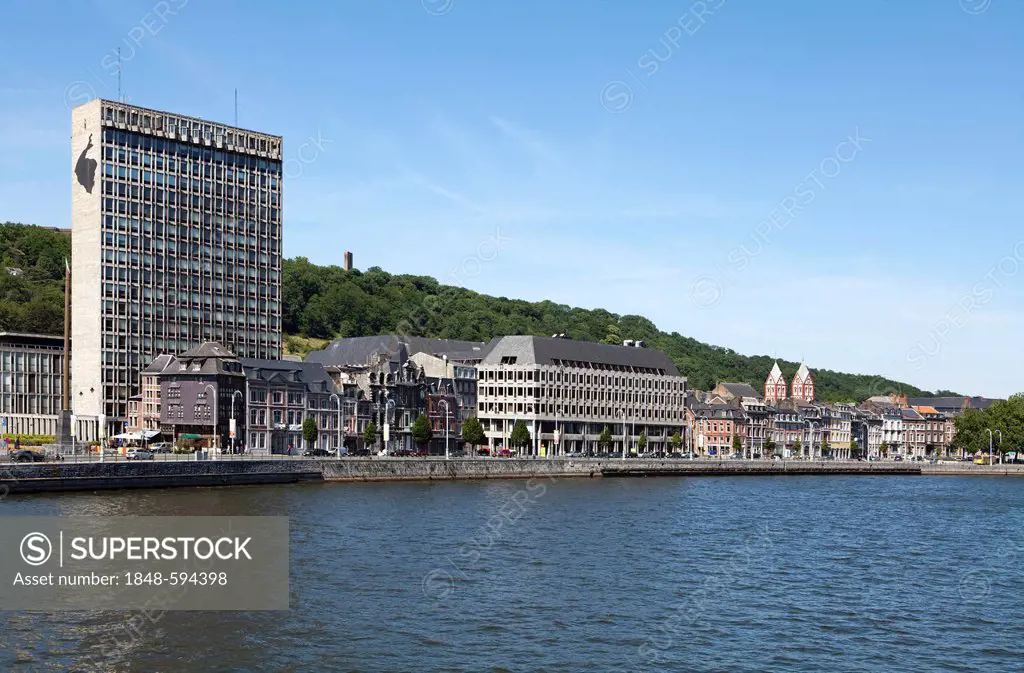 Mixed architecture, La Batte street on the Meuse river, Liege, Luik, Wallonia, Belgium, Europe