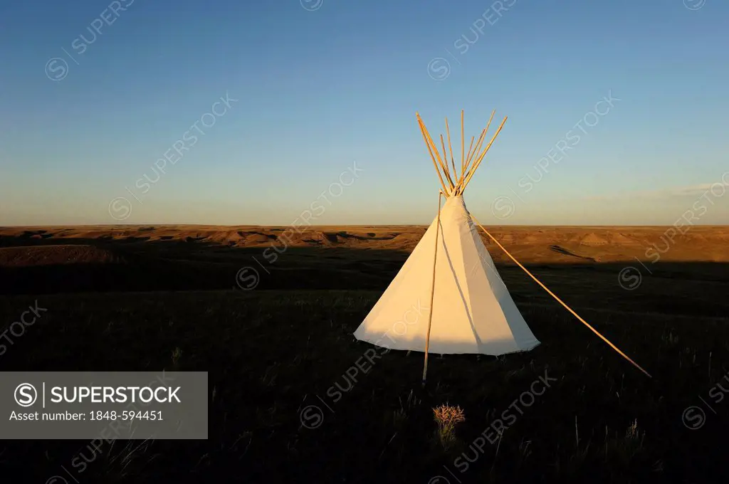 Tipi in the prairie, Grasslands National Park, Saskatchewan, Canada