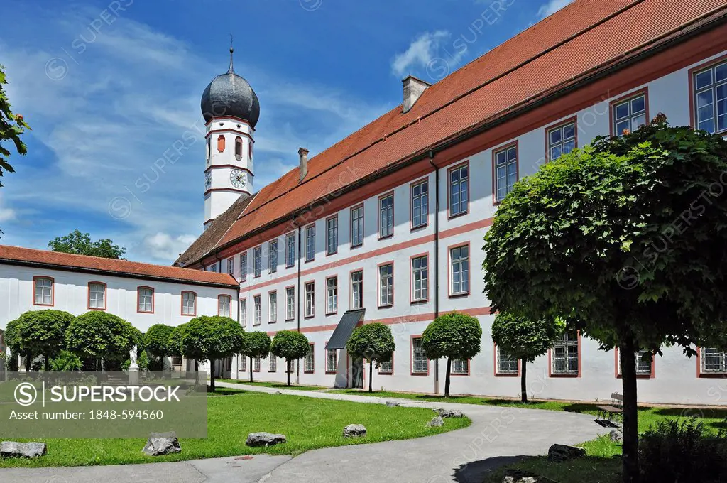 Beuerberg Monastery, Convent of the Salesian Sisters, courtyard, Beuerberg, Bavaria, Germany, Europe