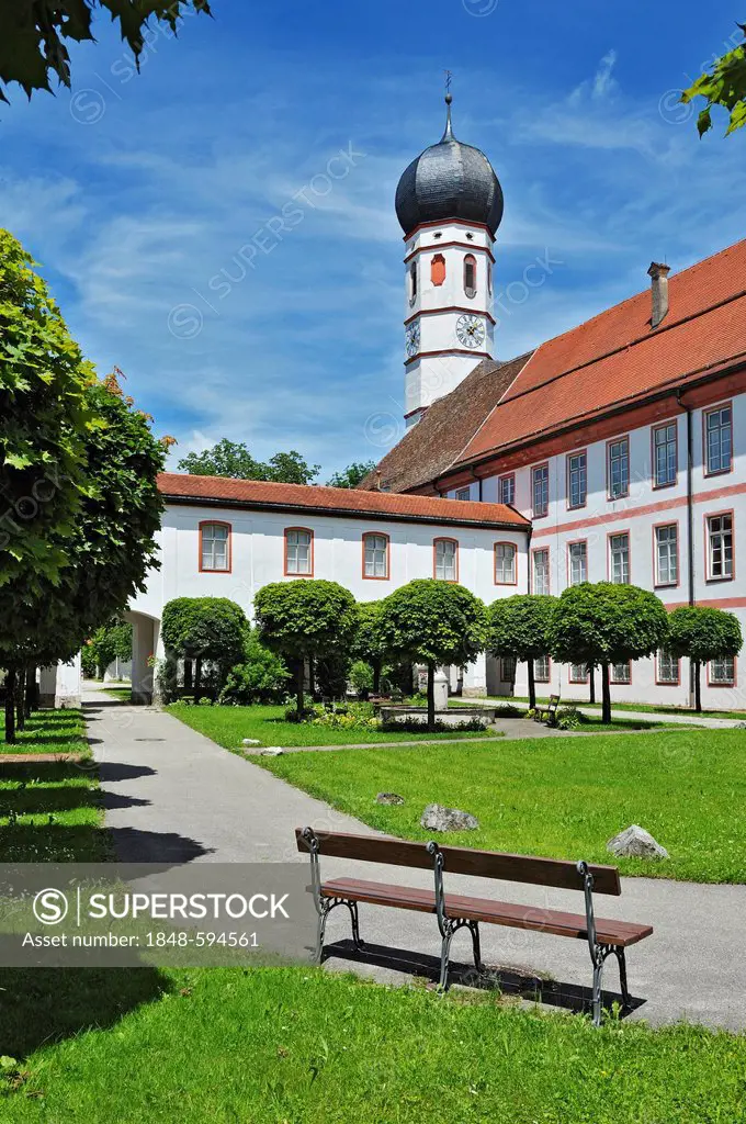Beuerberg Monastery, Convent of the Salesian Sisters, courtyard, Beuerberg, Bavaria, Germany, Europe