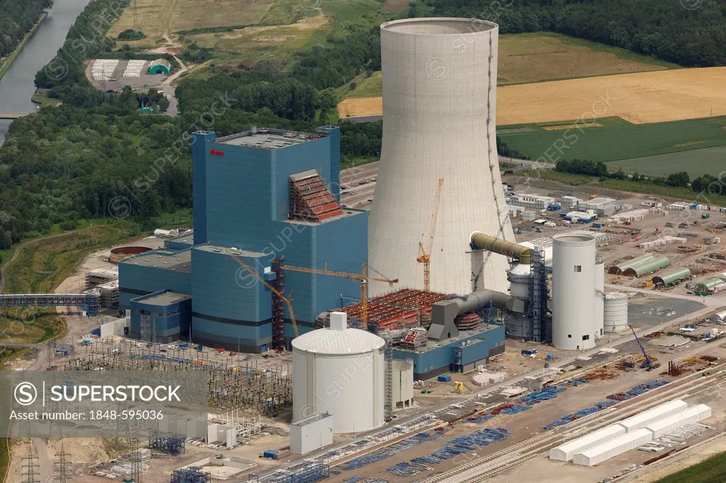 Aerial view, EON Datteln 4 Power Station, Datteln, Ruhr Area, North Rhine-Westphalia, Germany, Europe