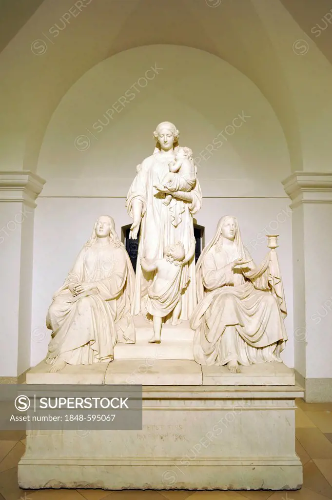Sculptural group, Faith, Love and Hope, by August Kiss, crypt, vault, interior, Berlin Cathedral, Supreme Parish and Collegiate Church in Berlin, Muse...