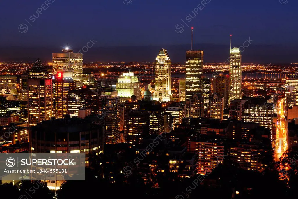 Montreal at night, view from Mont Royal, Quebec, Canada