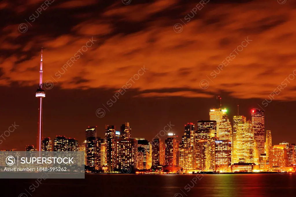 Skyline by night, Toronto, Ontario, Canada, North America