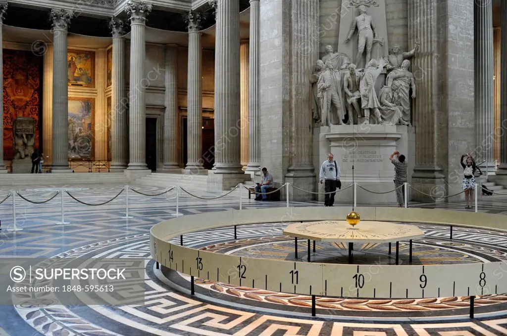 Interior, Foucault's Pendulum for the empirical proof of the Earth's rotation, Panthéon or National Hall of Fame, Montagne Sainte-Geneviève, Paris, Fr...