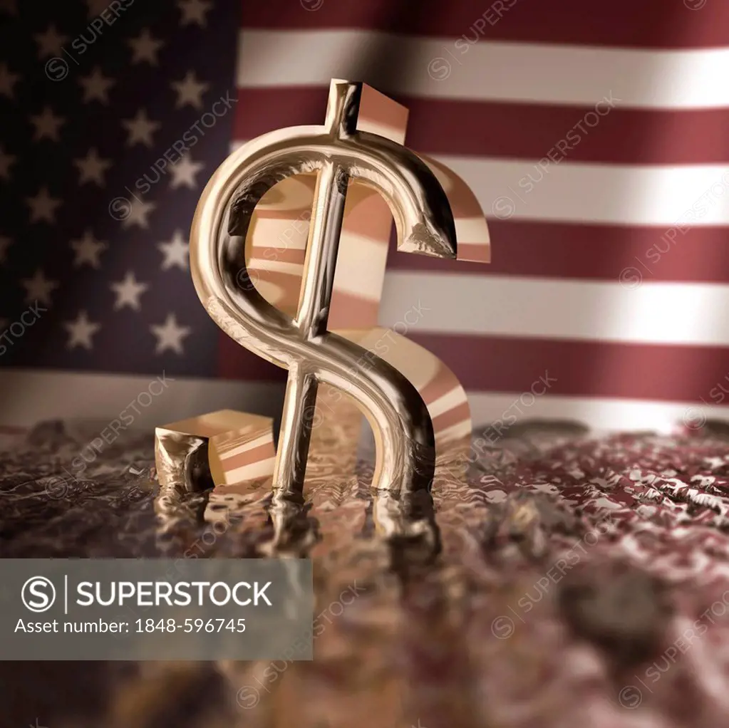 Dollar sign in front of an US-American flag