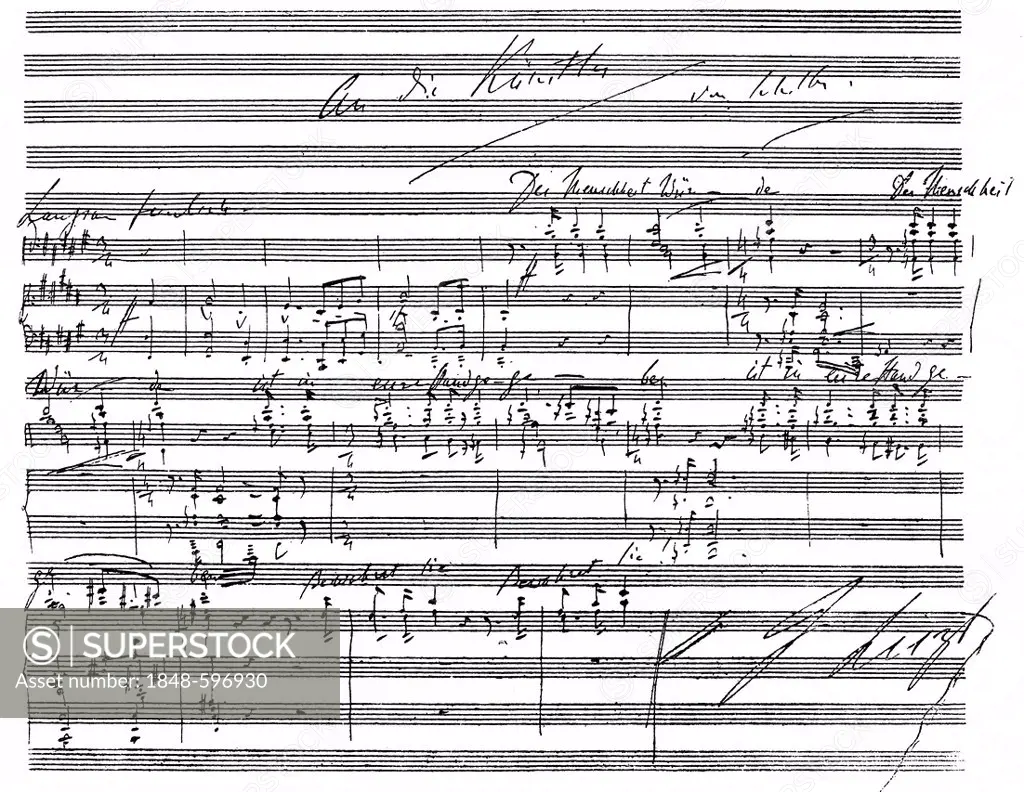 To the artists, 1853, historical sheet music manuscript by Franz, Ferencz or Ferenc Liszt