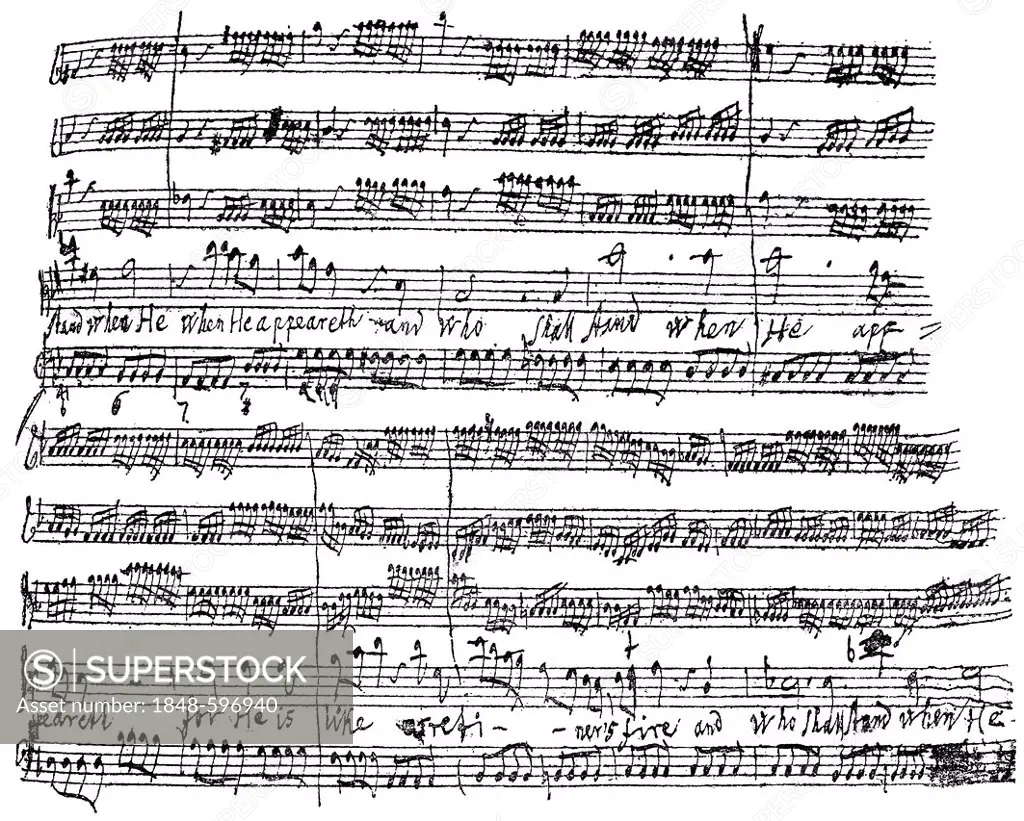 Historical sheet music manuscript by Georg Friedrich Haendel or George Frideric Handel
