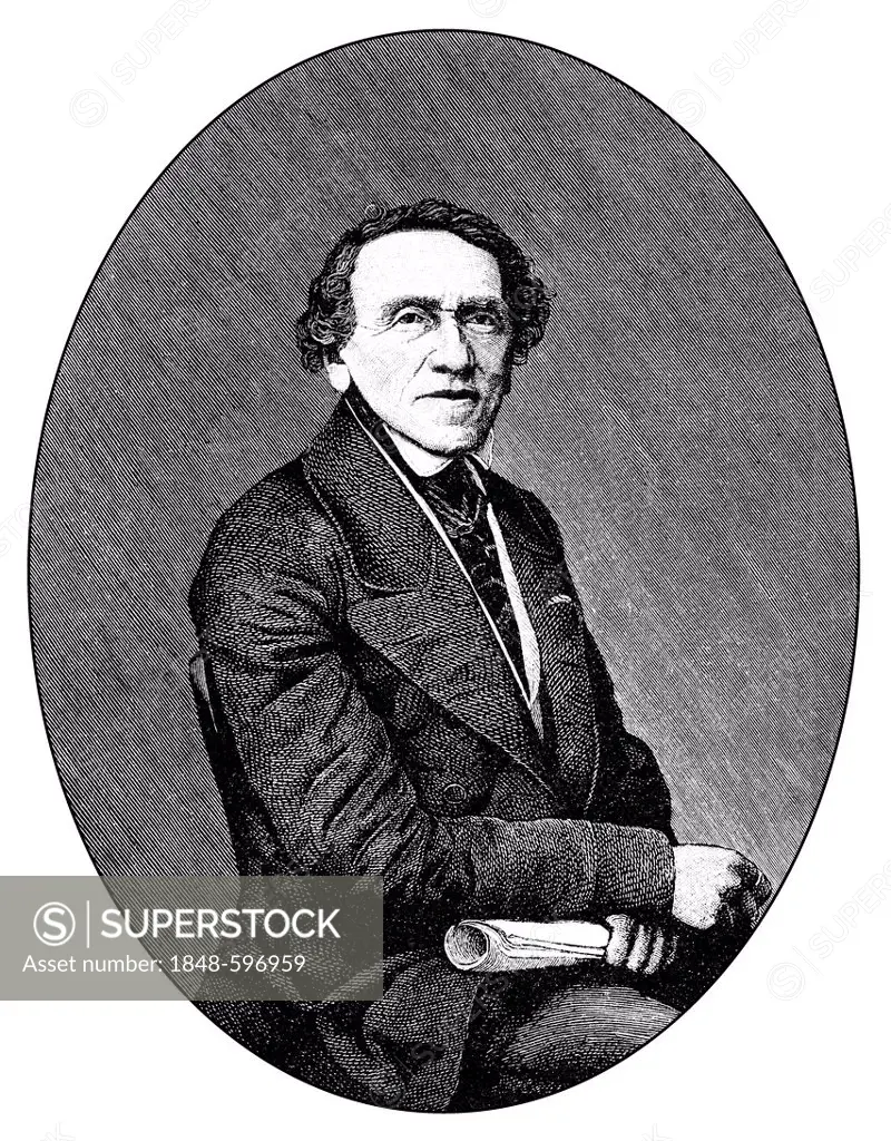 Historical drawing from the 19th century, portrait of Giacomo Meyerbeer or Jakob Liebmann Meyer Beer