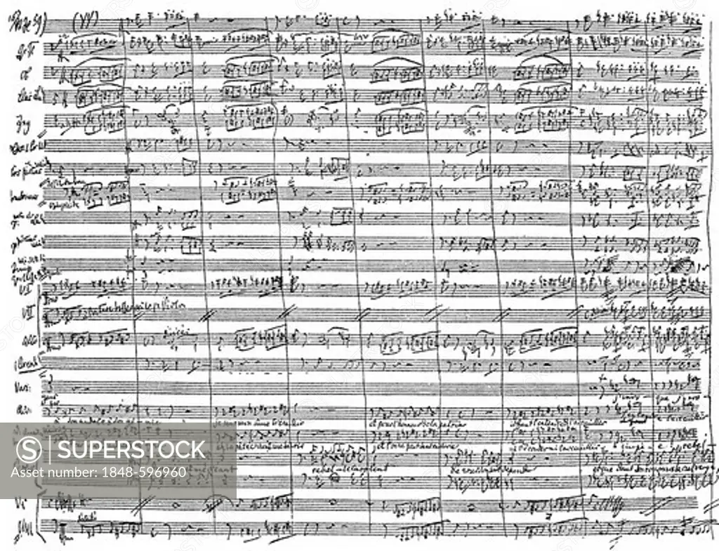 Historical sheet music manuscript from the opera Die Afrikanerin by Giacomo Meyerbeer or Jakob Liebmann Meyer Beer