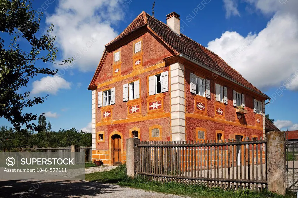 Korbhaus or retiree's house from Knittelsbach, 1821, now box office of the Franconian open-air museum, Eisweiherweg 1, Bad Windsheim, Middle Franconia...