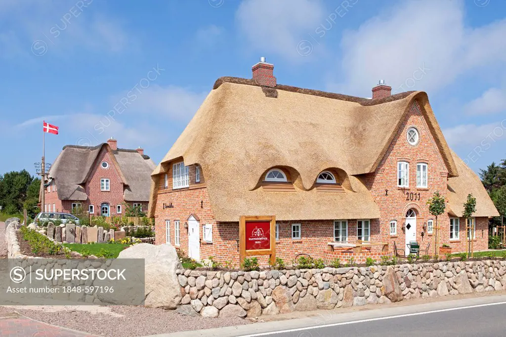 Thatched house, Nebel, Amrum island, North Friesland, Schleswig-Holstein, Germany, Europe, PublicGround