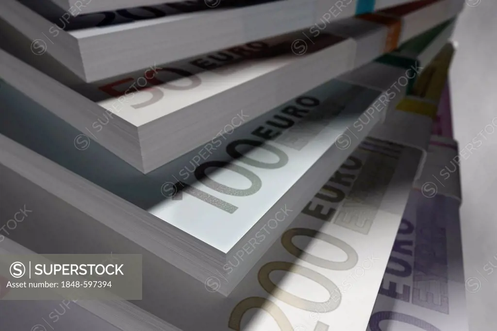 Stack of euro banknotes, illustration