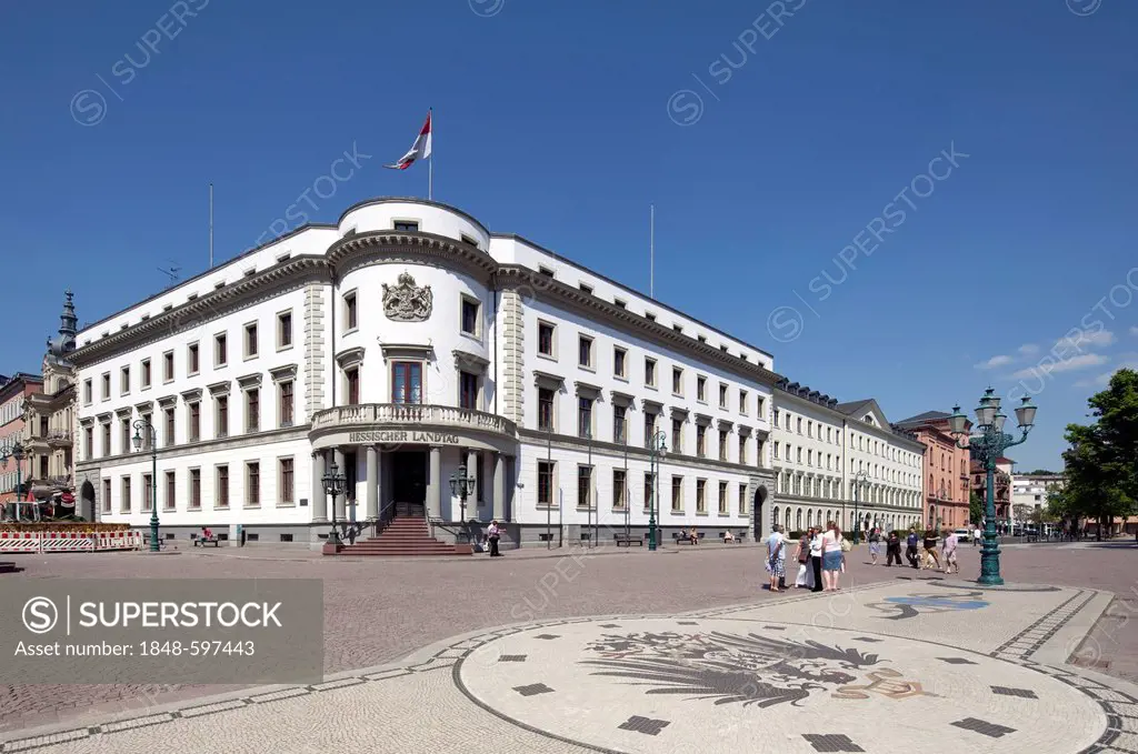 Hessian State Parliament building, former City Palace, Schlossplatz square, Wiesbaden, Hesse, Germany, Europe, PublicGround