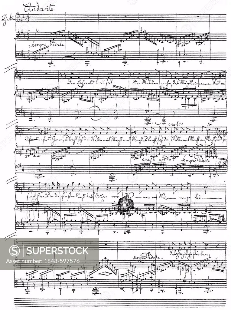 Historical sheet music manuscript by Jakob Ludwig Felix Mendelssohn Bartholdy
