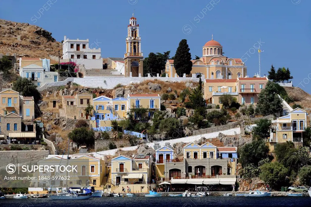 Townscape of Symi, Symi island, Greece, Europe