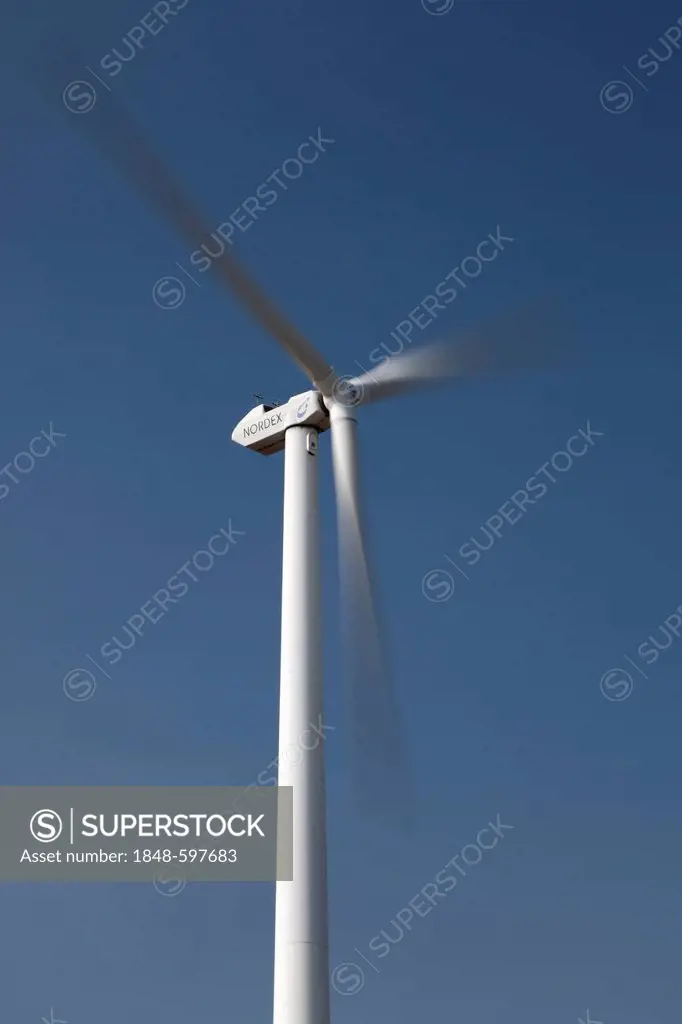 Wind turbine, Kirchberg an der Jagst, Baden-Wuerttemberg, Germany, Europe