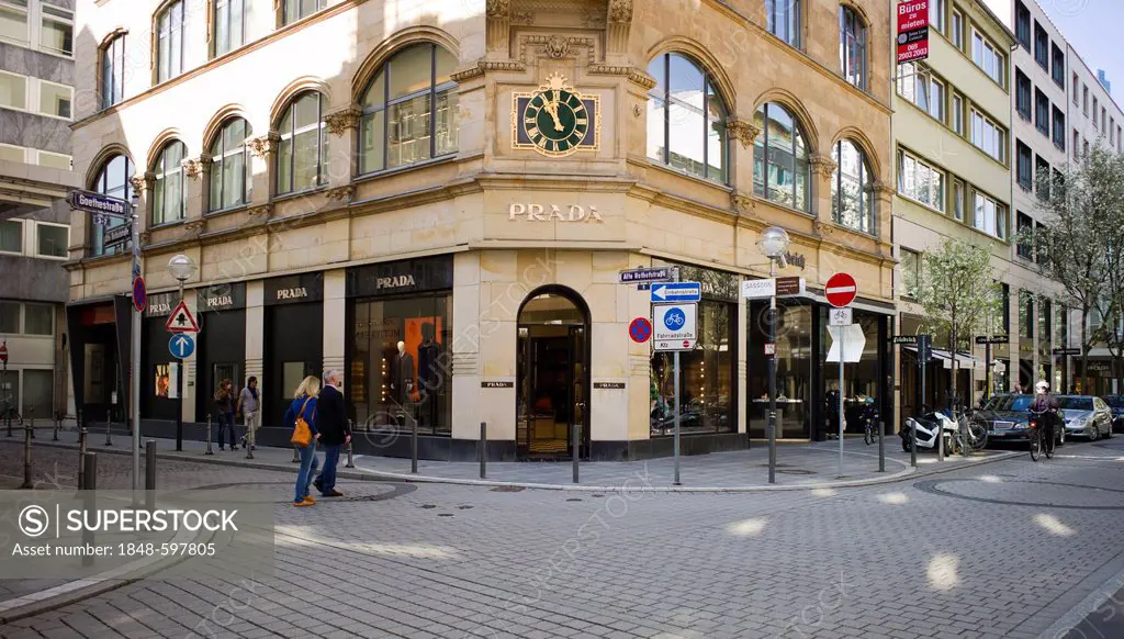 Prada store, Goethestrasse, Frankfurt's luxury shopping street, Frankfurt am Main, Hesse, Germany, Europe