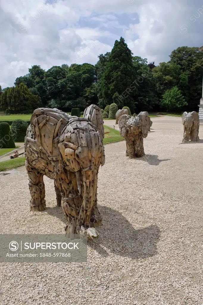 Elephant sculptures in the park of the Royal Museum for Central Africa, Tervuren, Belgium, Europe