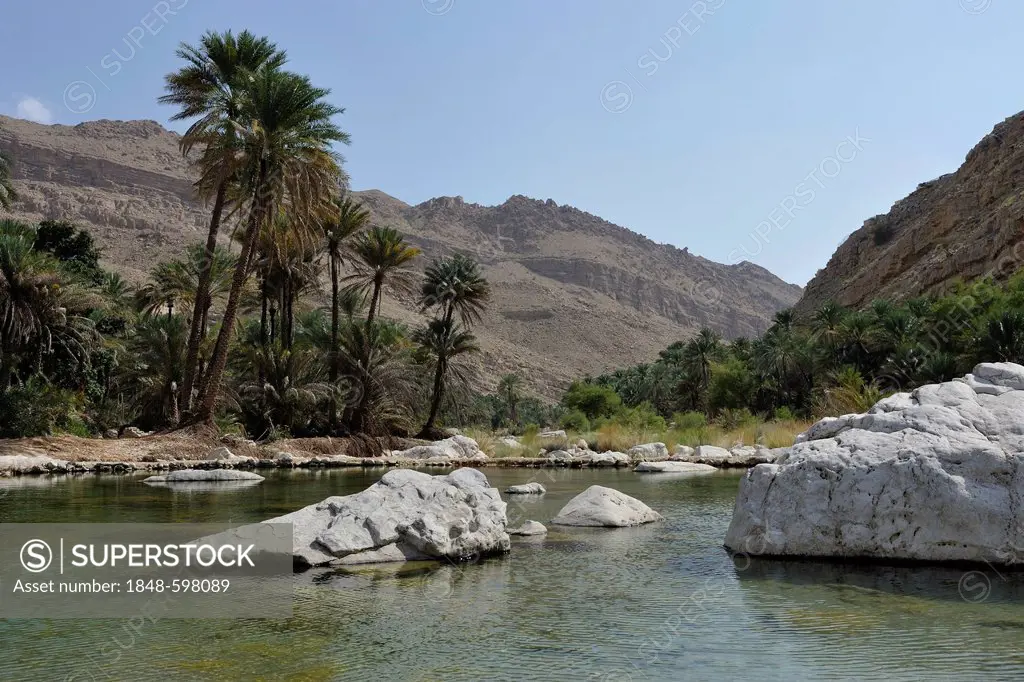 View of the Wadi Bani Khalid in Oman, Middle East