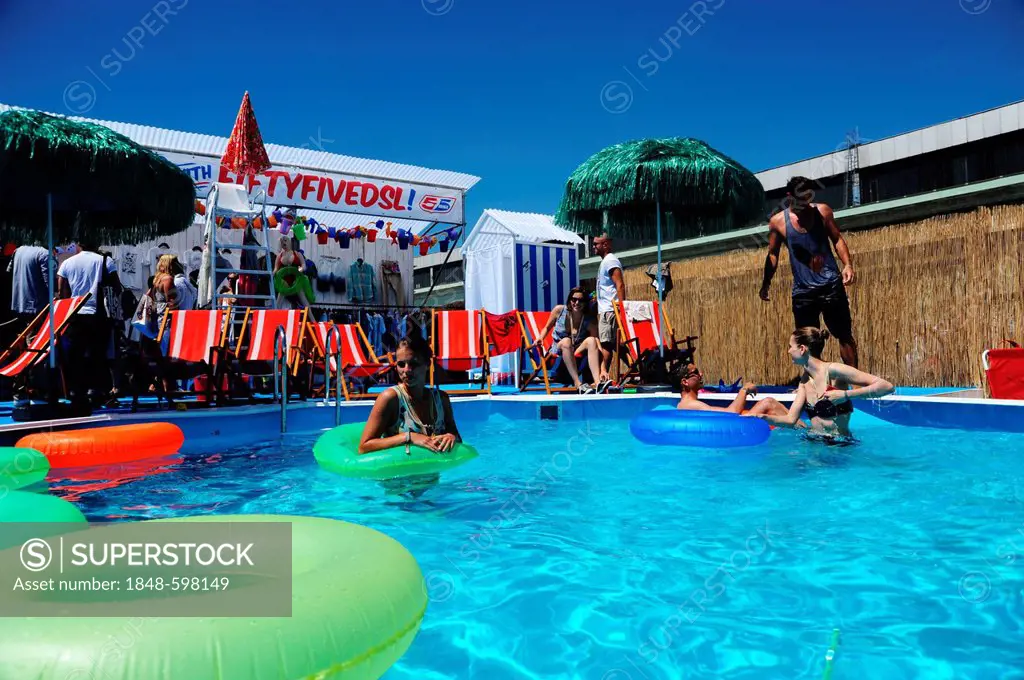 DSL 55 fair stand with a swimming pool, Bread & Butter Premier League trade fair, fair for the latest fashion trends, sports wear and street wear, Tem...