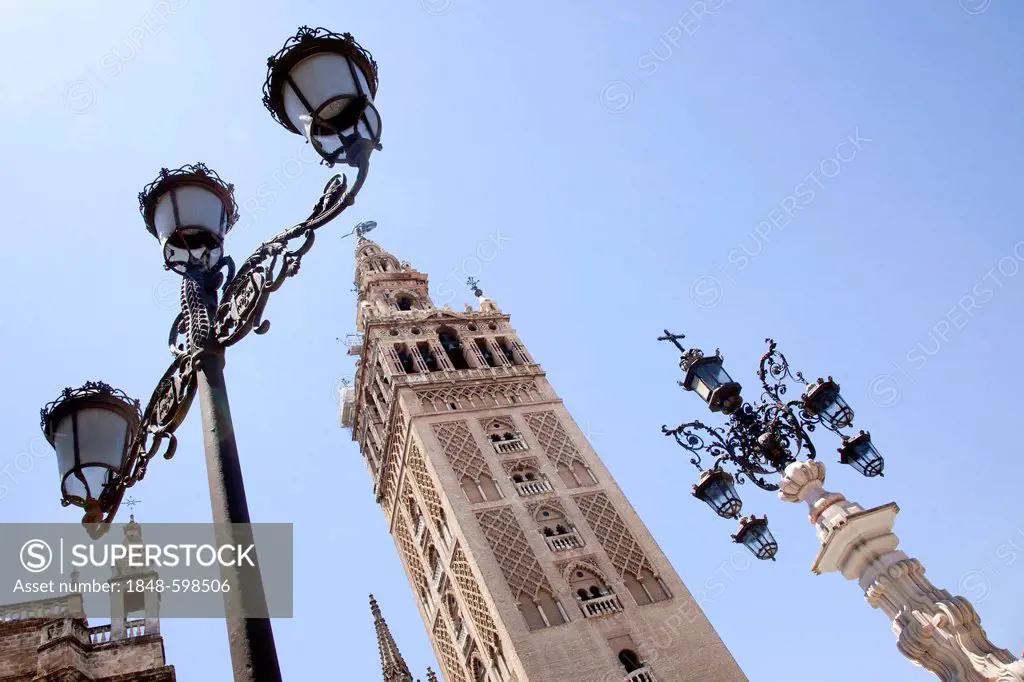 Giralda, bell tower of the Cathedral of Santa Maria, UNESCO World Heritage Site, Sevilla, Andalusia, Spain, Europe