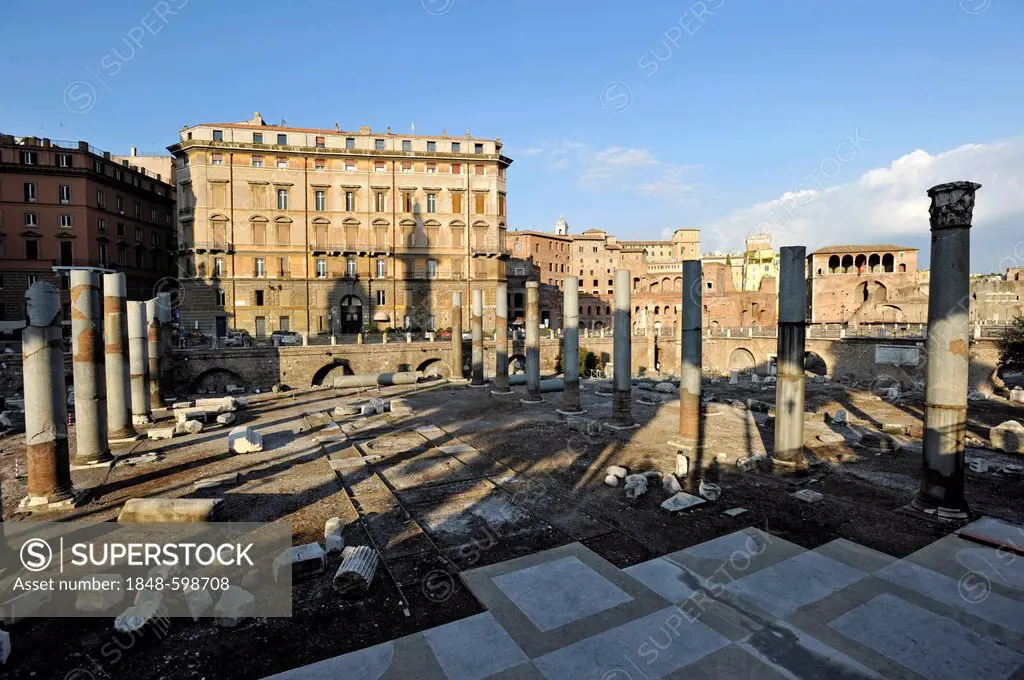 Columns of the Basilica Ulpia, home of the Knights Hospitaller, Trajan's Forum, Via dei Fori Imperiali, Rome, Lazio, Italy, Europe
