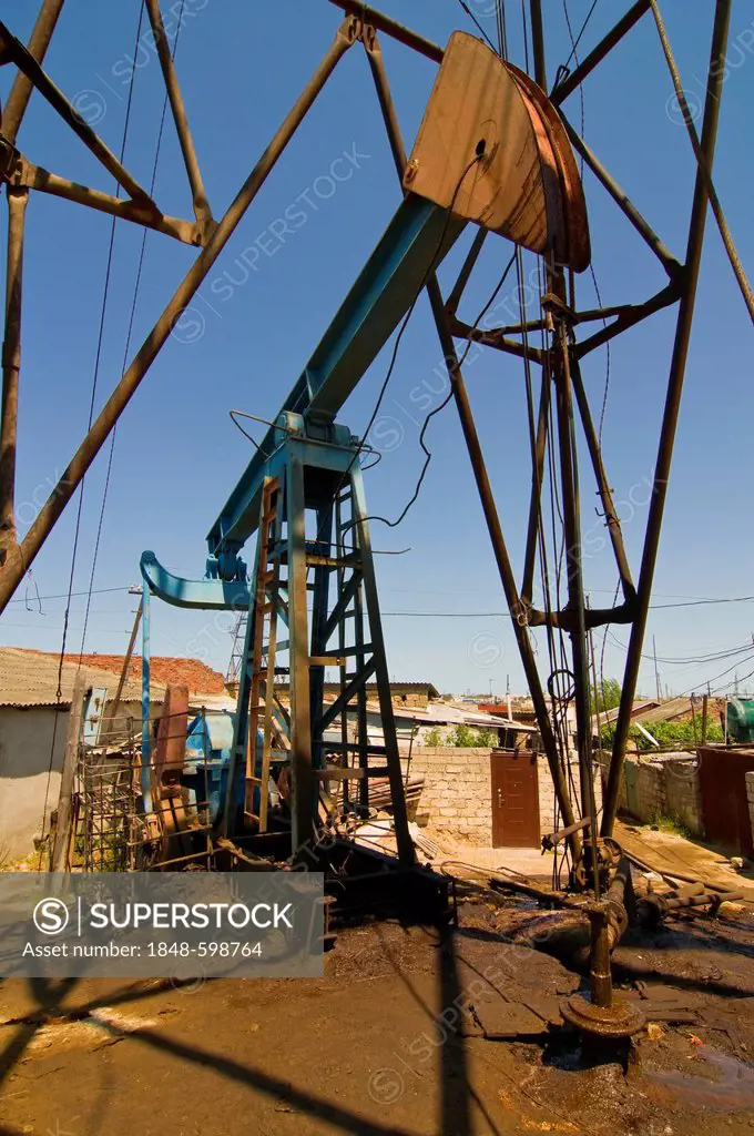 Oil field, oil industry on the Abseron Peninsula, Azerbaijan, Middle East