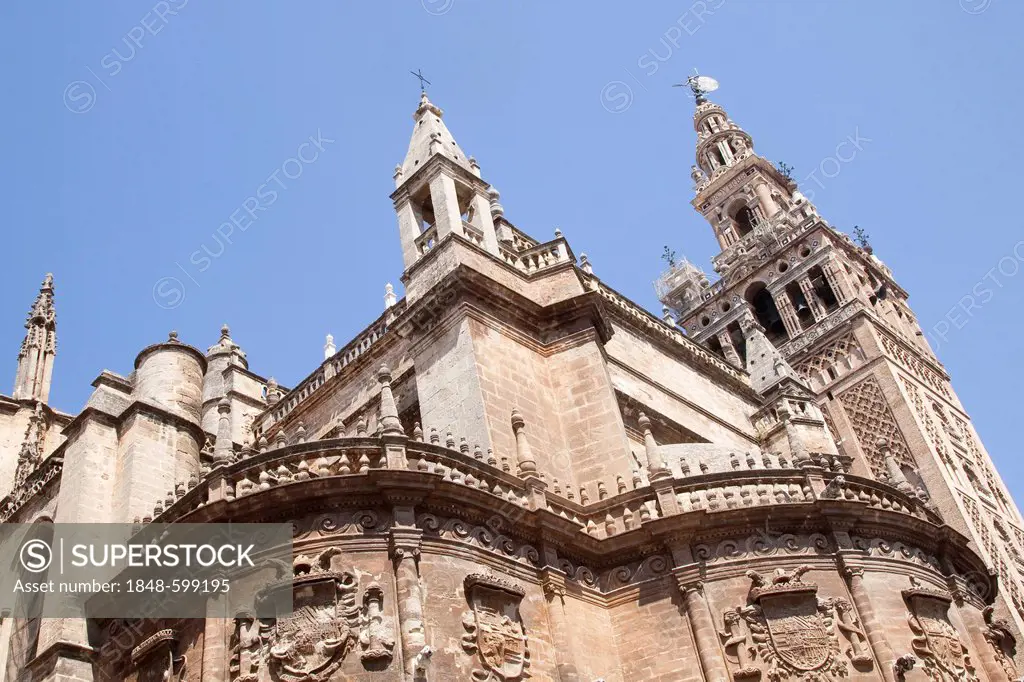 Giralda, bell tower of the Cathedral of Santa Maria, UNESCO World Heritage Site, Sevilla, Andalusia, Spain, Europe