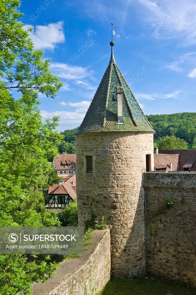 Castle walls of the monastery and palace, Bebenhausen, Tuebingen, Swabian Alb, Baden-Wuerttemberg, Germany, Europe