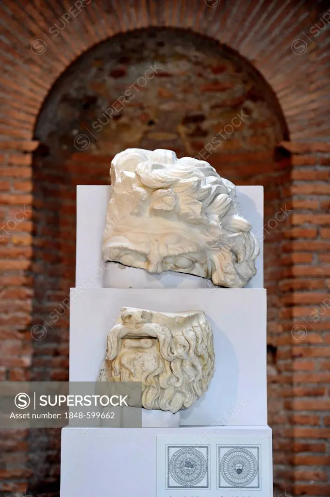Fragments of the head of the god Jupiter from the attic of the portico to the Forum of Augustus, Museum of the Imperial Forum, Museo dei Fori Imperial...