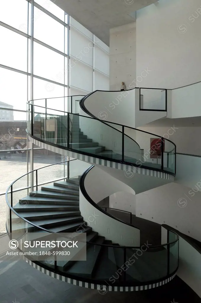 Stairwell in the Neues Museum Nuremberg, Luitpoldstrasse 5, Nuremberg, Middle Franconia, Bavaria, Germany, Europe