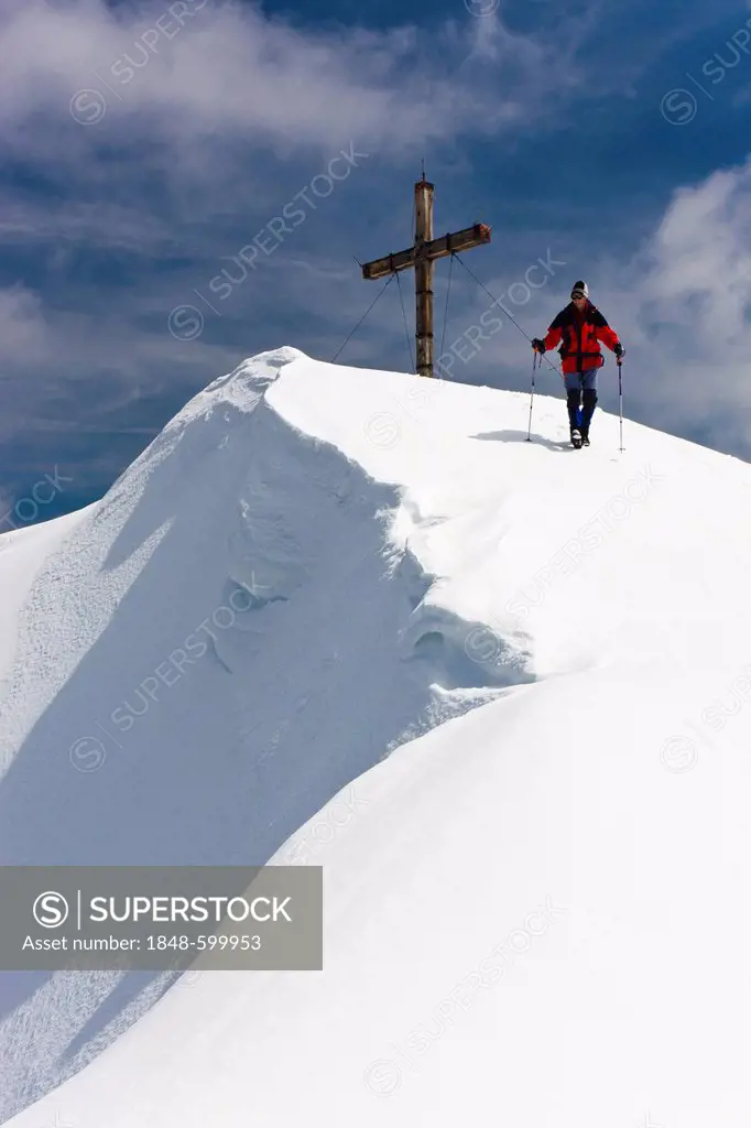 Summit cross of Laugenspitze Mountain, Alto Adige, Italy, Europe